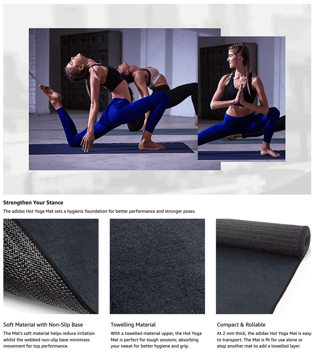 Buy Adidas 2mm Hot Bikram Yoga Mat Pad Exercise Fitness Pilates Gym Non-Slip - Black discounted | Products On Sale Australia