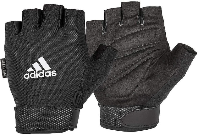 Buy Adidas Adjustable Essential Gloves Weight Lifting Gym Workout Training - Black - Small discounted | Products On Sale Australia