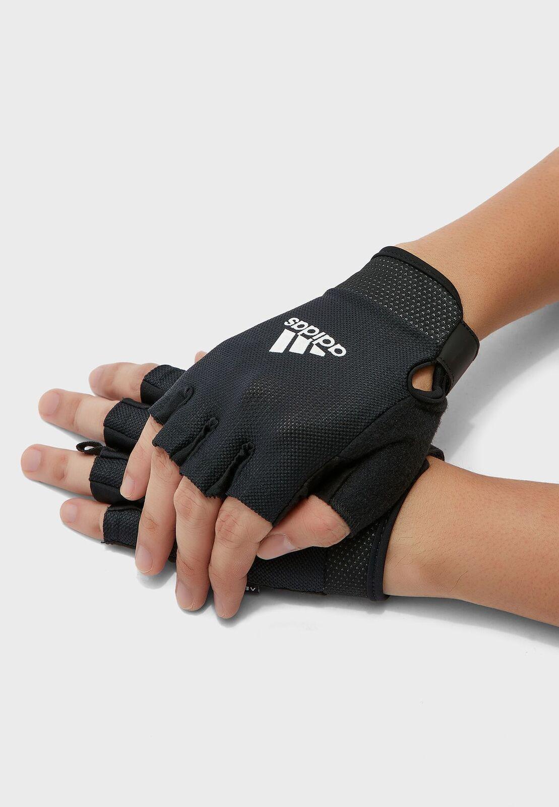 Buy Adidas Adjustable Essential Gloves Weight Lifting Gym Workout Training - Black - Small discounted | Products On Sale Australia