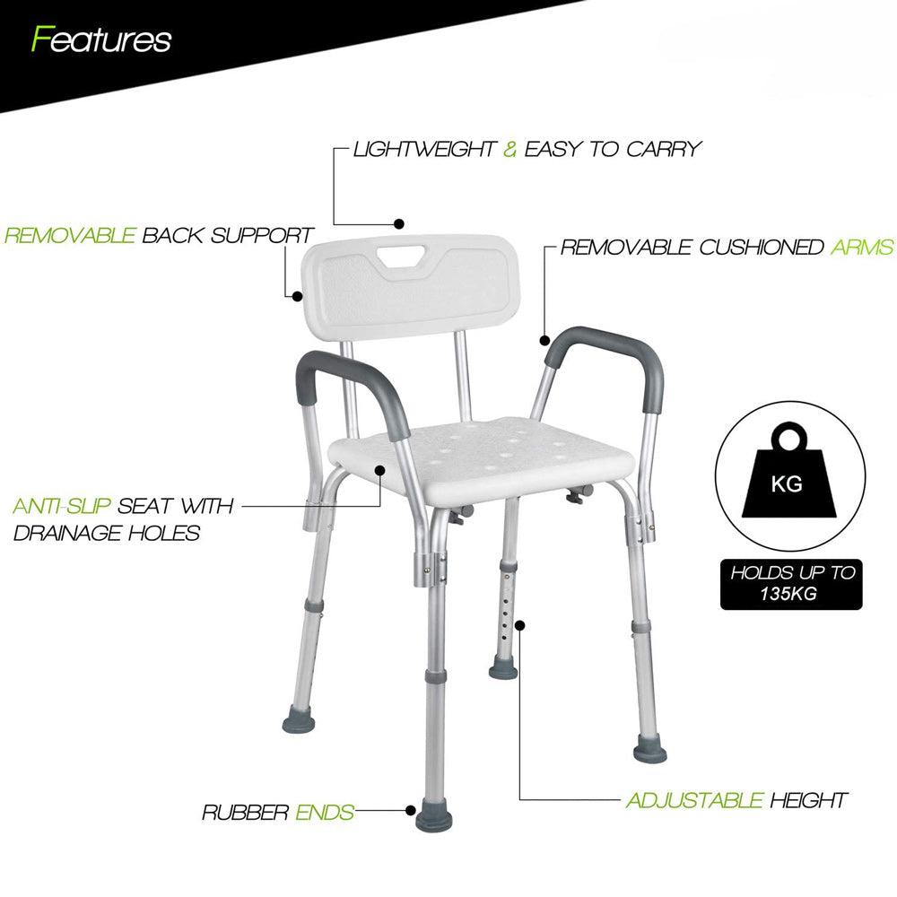 Buy Adjustable Medical Shower Chair Portable Stool Mobility bathtub chair discounted | Products On Sale Australia