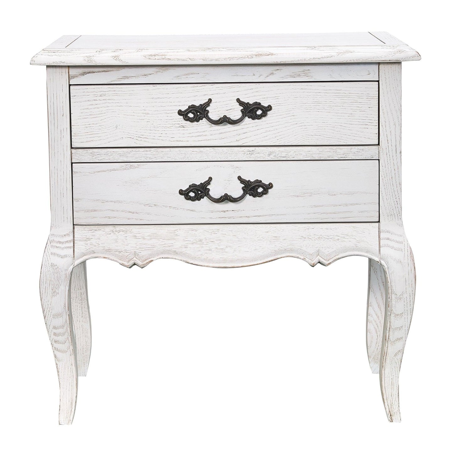 Buy Alice Bedside Table 2 Drawers Storage Cabinet Side End Tables Distressed White discounted | Products On Sale Australia