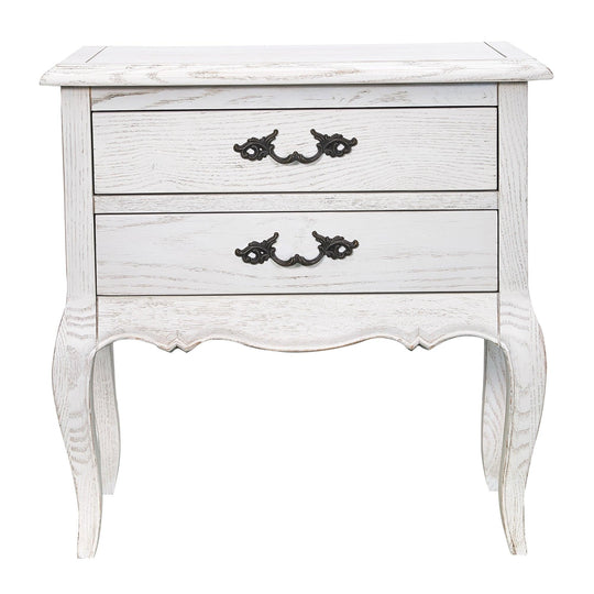 Buy Alice Bedside Table 2 Drawers Storage Cabinet Side End Tables Distressed White discounted | Products On Sale Australia