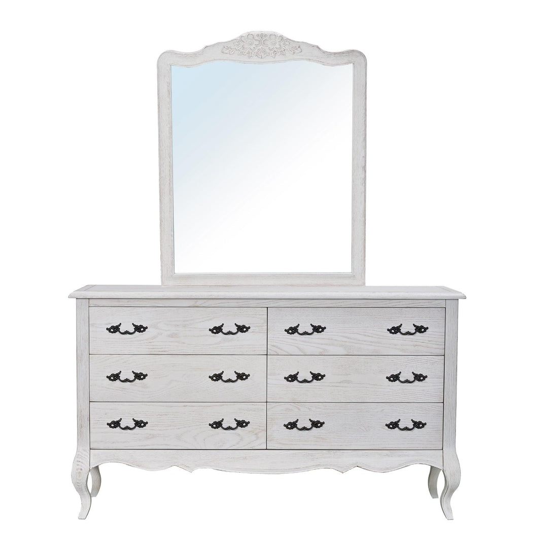 Buy Alice Dresser 6 Chest of Drawers Storage Cabinet Distressed White discounted | Products On Sale Australia