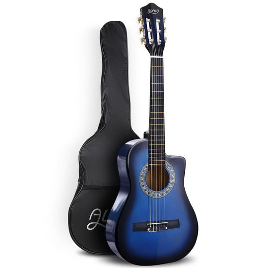 Buy Alpha 34 Inch Classical Guitar Wooden Body Nylon String Beginner Kids Gift Blue discounted | Products On Sale Australia