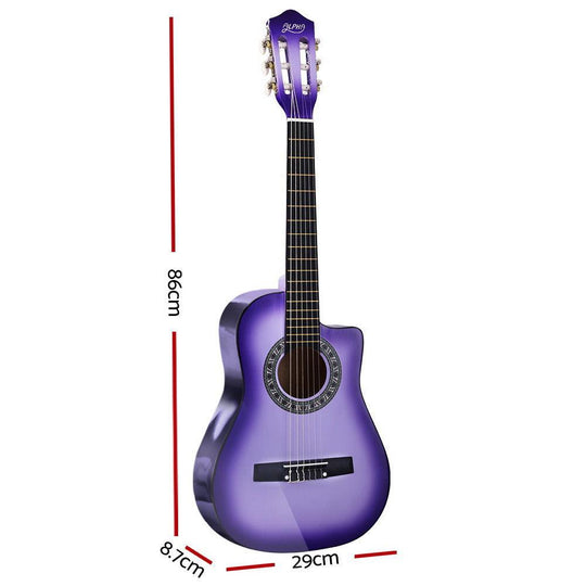 Buy Alpha 34 Inch Classical Guitar Wooden Body Nylon String Beginner Kids Gift Purple discounted | Products On Sale Australia