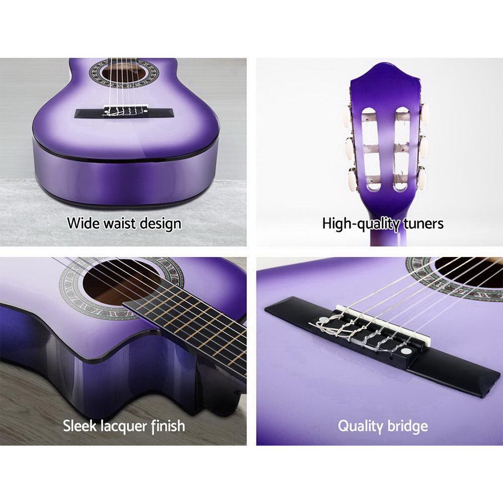 Buy Alpha 34 Inch Classical Guitar Wooden Body Nylon String Beginner Kids Gift Purple discounted | Products On Sale Australia