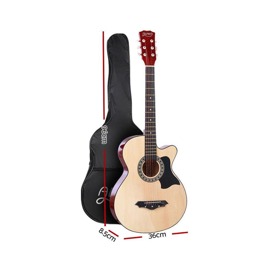 Buy Alpha 38 Inch Acoustic Guitar Wooden Body Steel String Full Size Cutaway Wood discounted | Products On Sale Australia