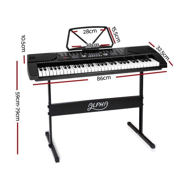 Buy Alpha 61 Keys Electronic Piano Keyboard Digital Electric w/ Stand Beginner Black discounted | Products On Sale Australia