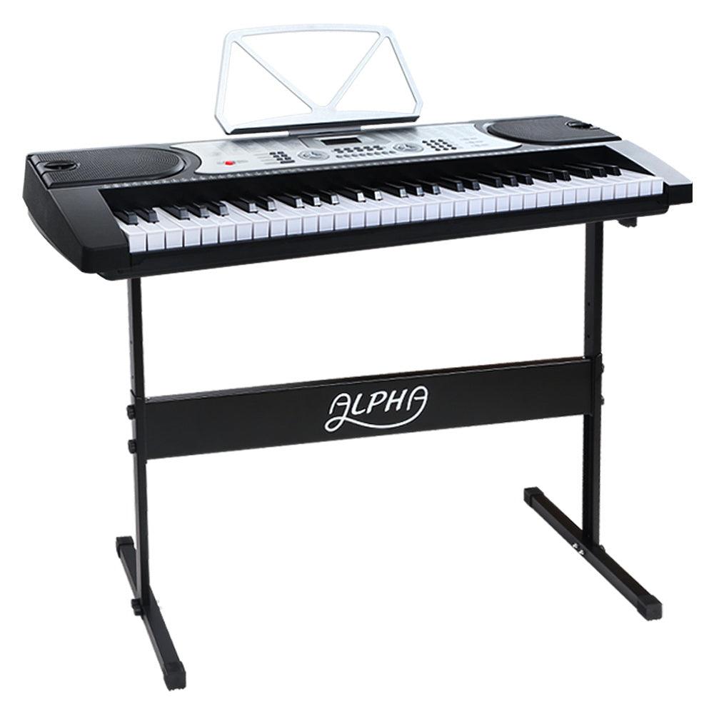 Buy Alpha 61 Keys Electronic Piano Keyboard Digital Electric w/ Stand Beginner Silver discounted | Products On Sale Australia