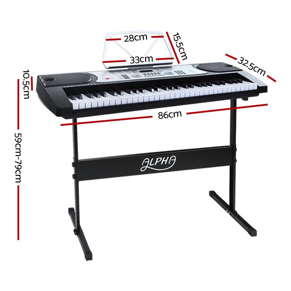 Buy Alpha 61 Keys Electronic Piano Keyboard Digital Electric w/ Stand Beginner Silver discounted | Products On Sale Australia