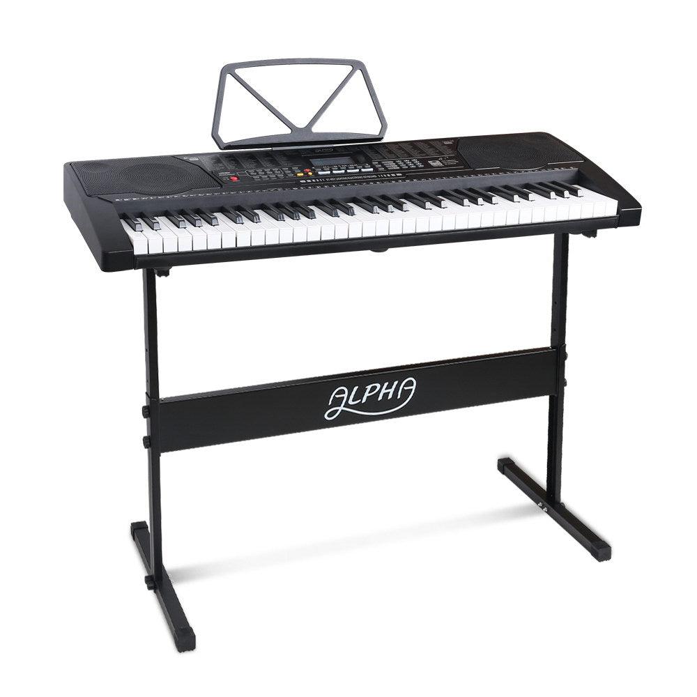 Buy Alpha 61 Keys Electronic Piano Keyboard Digital Electric w/ Stand Lighted Black discounted | Products On Sale Australia