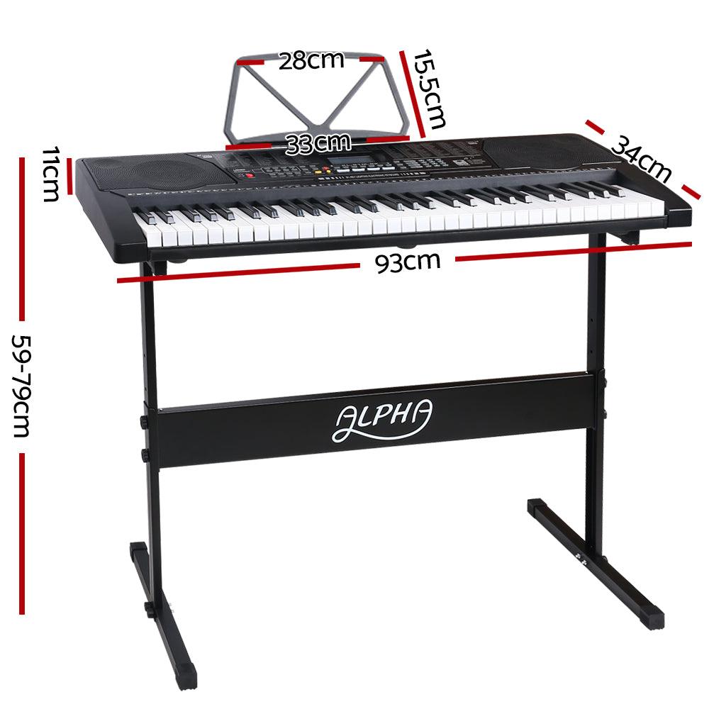 Buy Alpha 61 Keys Electronic Piano Keyboard Digital Electric w/ Stand Lighted Black discounted | Products On Sale Australia