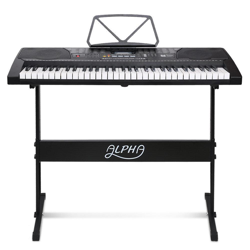 Buy Alpha 61 Keys Electronic Piano Keyboard Digital Electric w/ Stand Lighted Black discounted | Products On Sale Australia