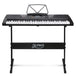 Buy Alpha 61 Keys Electronic Piano Keyboard Digital Electric w/ Stand Lighted Black discounted | Products On Sale Australia