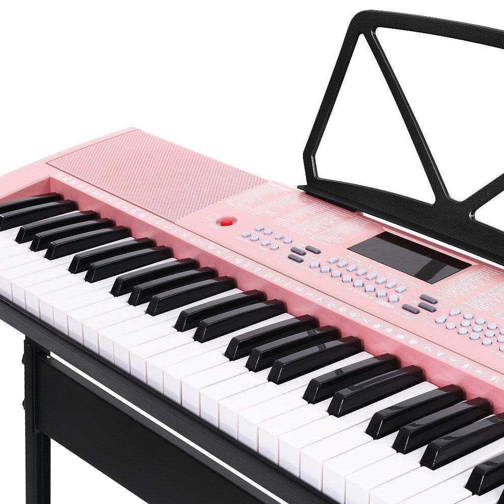 Buy Alpha 61 Keys Electronic Piano Keyboard Digital Electric w/ Stand Lighted Pink discounted | Products On Sale Australia