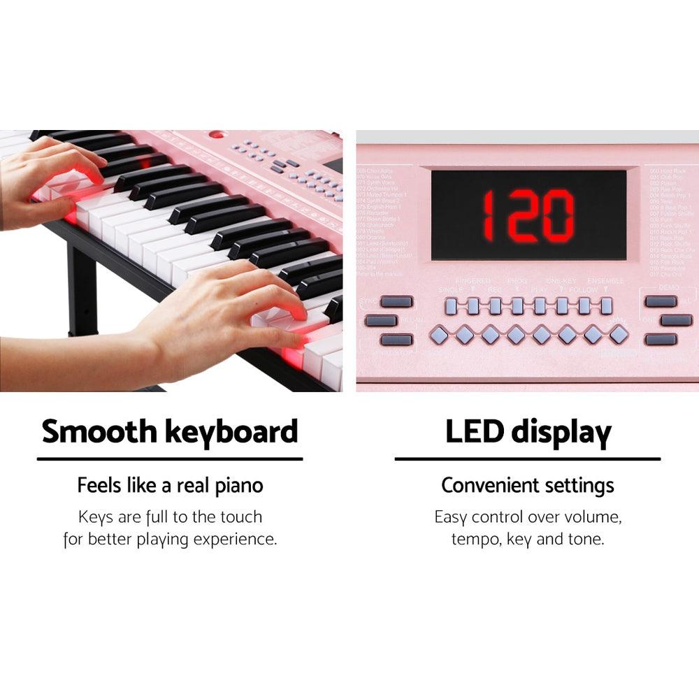 Buy Alpha 61 Keys Electronic Piano Keyboard Digital Electric w/ Stand Lighted Pink discounted | Products On Sale Australia