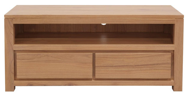 Buy Amsterdam 2 Drawer Solid White Cedar Wood Entertainment Unit (Natural) discounted | Products On Sale Australia