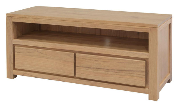 Buy Amsterdam 2 Drawer Solid White Cedar Wood Entertainment Unit (Natural) discounted | Products On Sale Australia