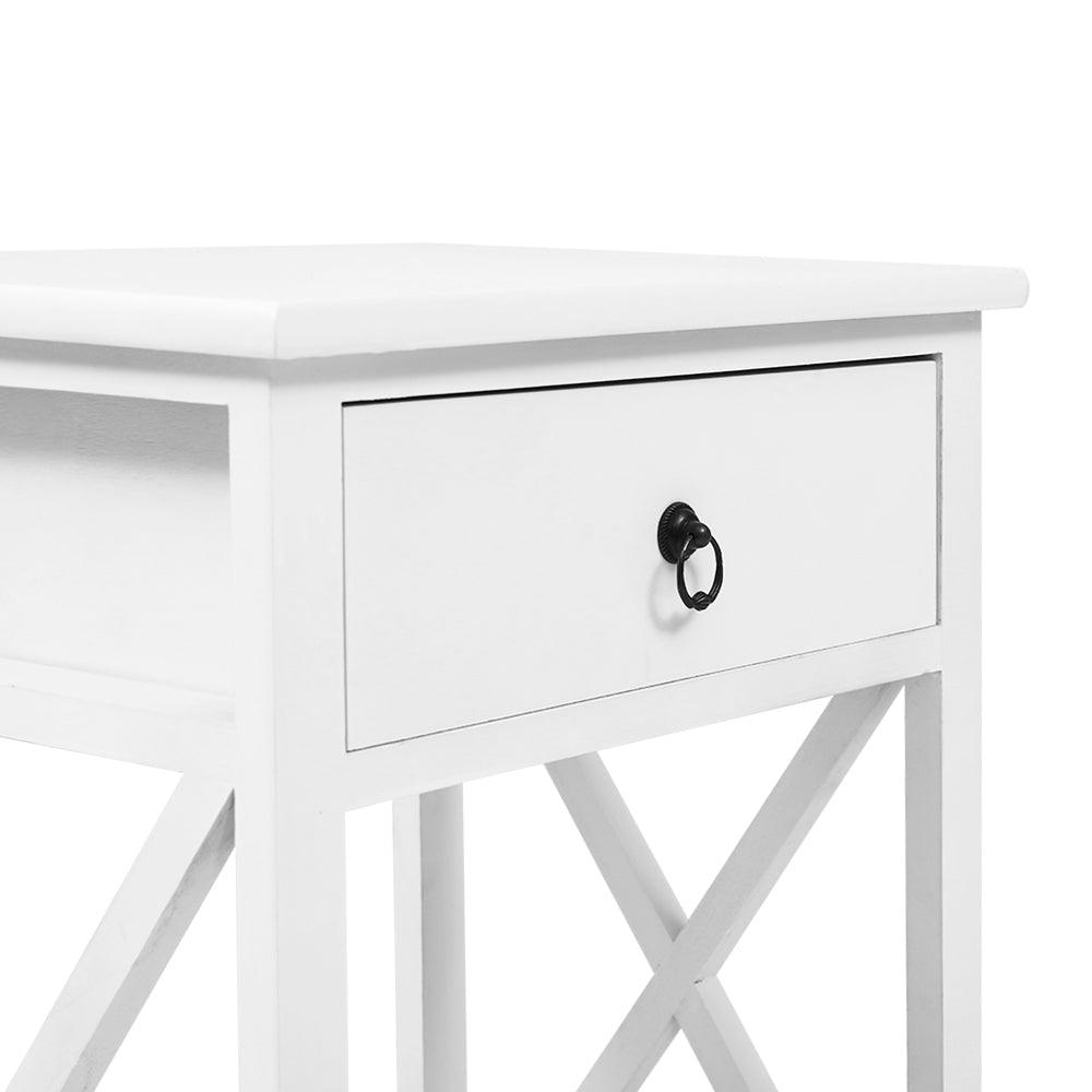 Buy Artiss 2 X Bedside Table 1 Drawer with Shelf - EMMA White discounted | Products On Sale Australia