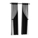 Buy Artiss 2X 132x304cm Blockout Sheer Curtains Black discounted | Products On Sale Australia