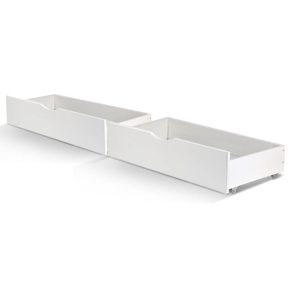 Buy Artiss 2x Bed Frame Storage Drawers Trundle White discounted | Products On Sale Australia