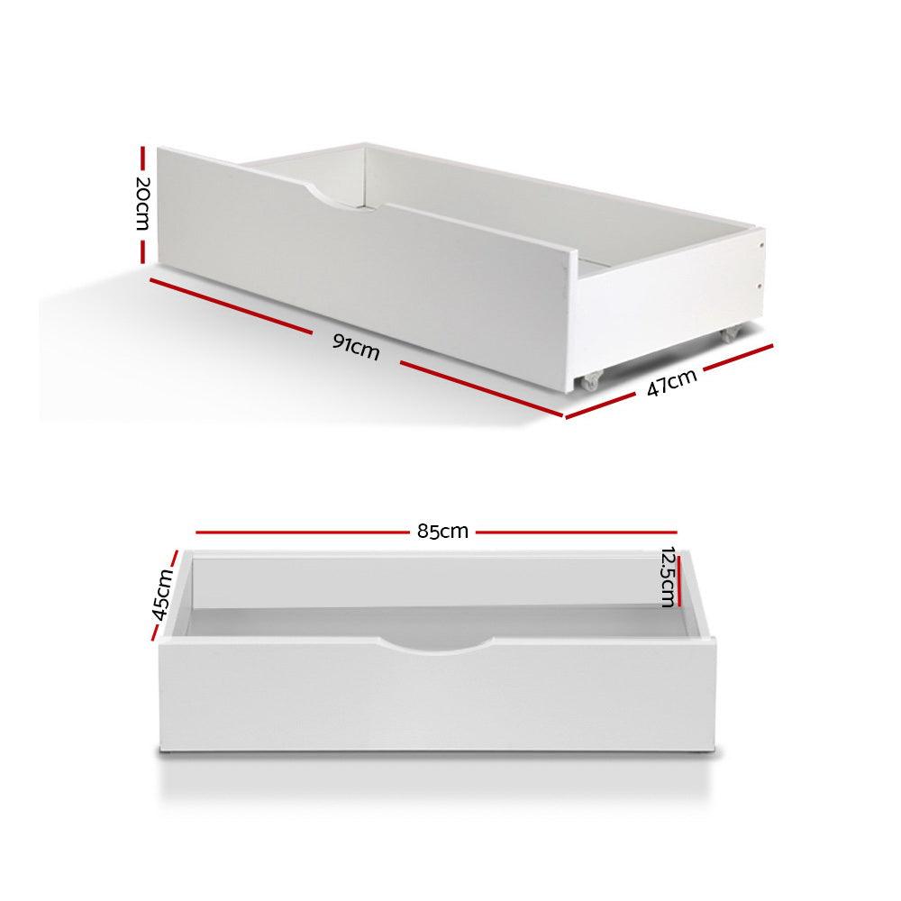 Buy Artiss 2x Bed Frame Storage Drawers Trundle White discounted | Products On Sale Australia