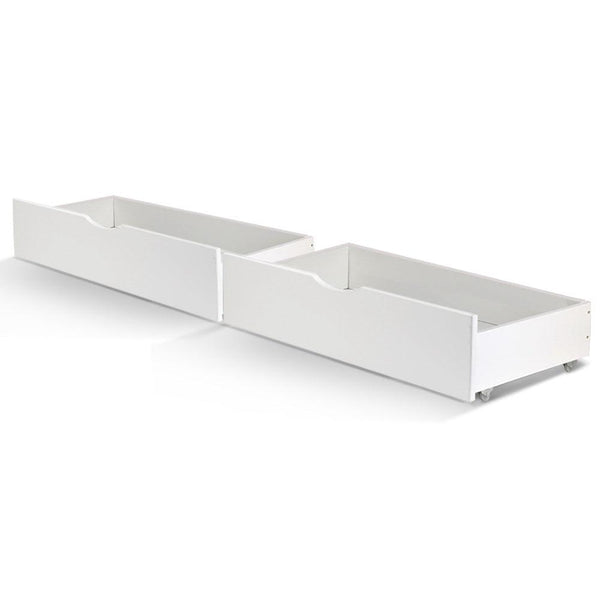 Artiss 2x Bed Frame Storage Drawers Trundle White Products On Sale Australia | Furniture > Bedroom Category