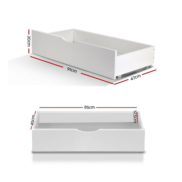 Buy Artiss 2x Bed Frame Storage Drawers Trundle White | Products On Sale Australia