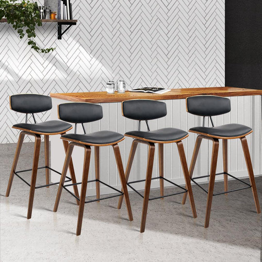 Buy Artiss 4x Bar Stools Leather Padded w/Backrest discounted | Products On Sale Australia