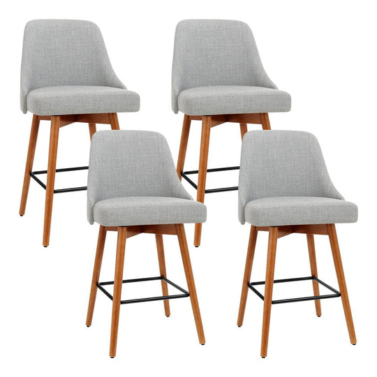 Buy Artiss 4x Bar Stools Swivel Seat Wooden Grey discounted | Products On Sale Australia