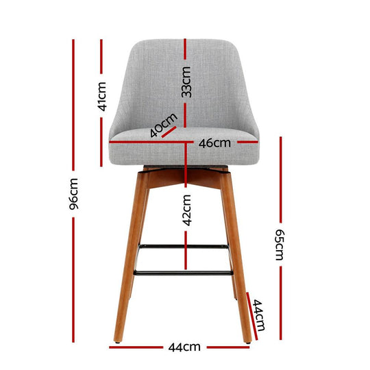 Buy Artiss 4x Bar Stools Swivel Seat Wooden Grey discounted | Products On Sale Australia