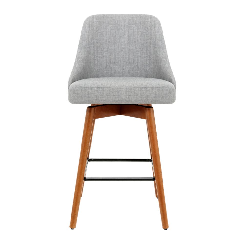 Buy Artiss 4x Bar Stools Swivel Seat Wooden Grey discounted | Products On Sale Australia