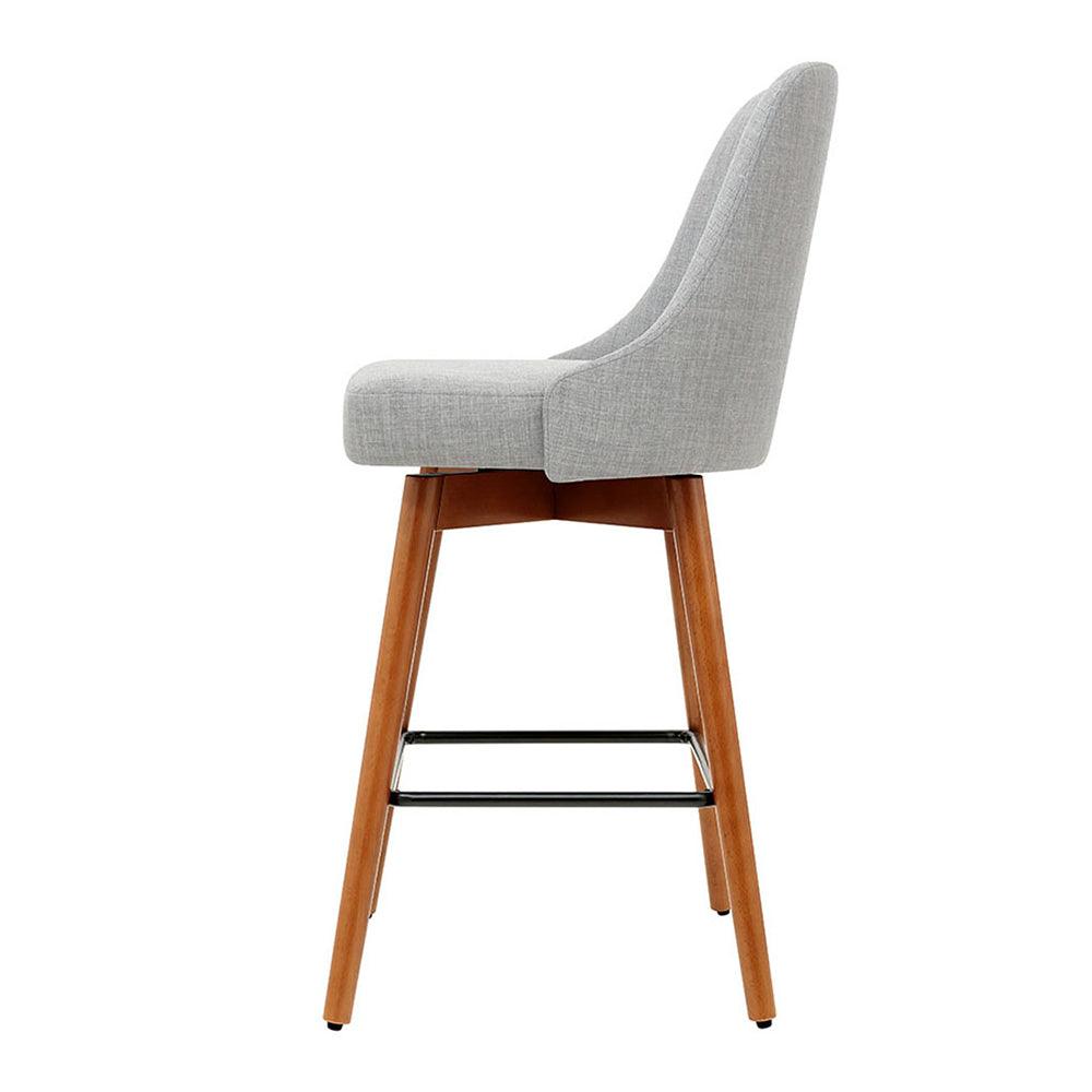 Buy Artiss 4x Bar Stools Swivel Seat Wooden Grey discounted | Products On Sale Australia