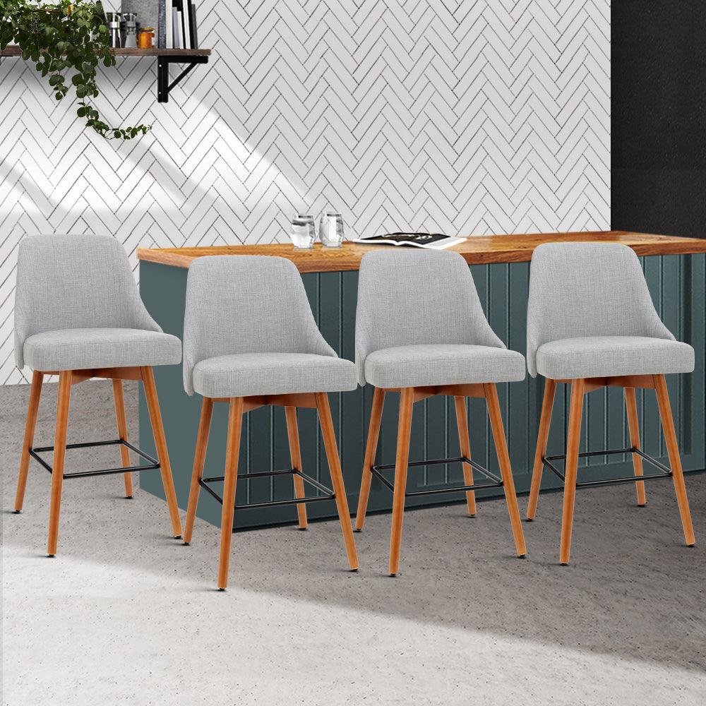 Buy Artiss 4x Bar Stools Swivel Seat Wooden Grey discounted | Products On Sale Australia