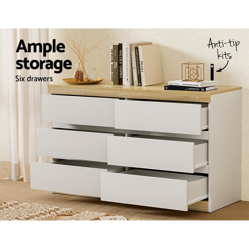 Buy Artiss 6 Chest of Drawers Cabinet Dresser Table Tallboy Storage Bedroom White discounted | Products On Sale Australia