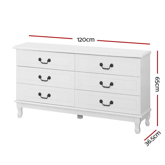 Artiss 6 Chest of Drawers - KUBI White Products On Sale Australia | Furniture > Bedroom Category