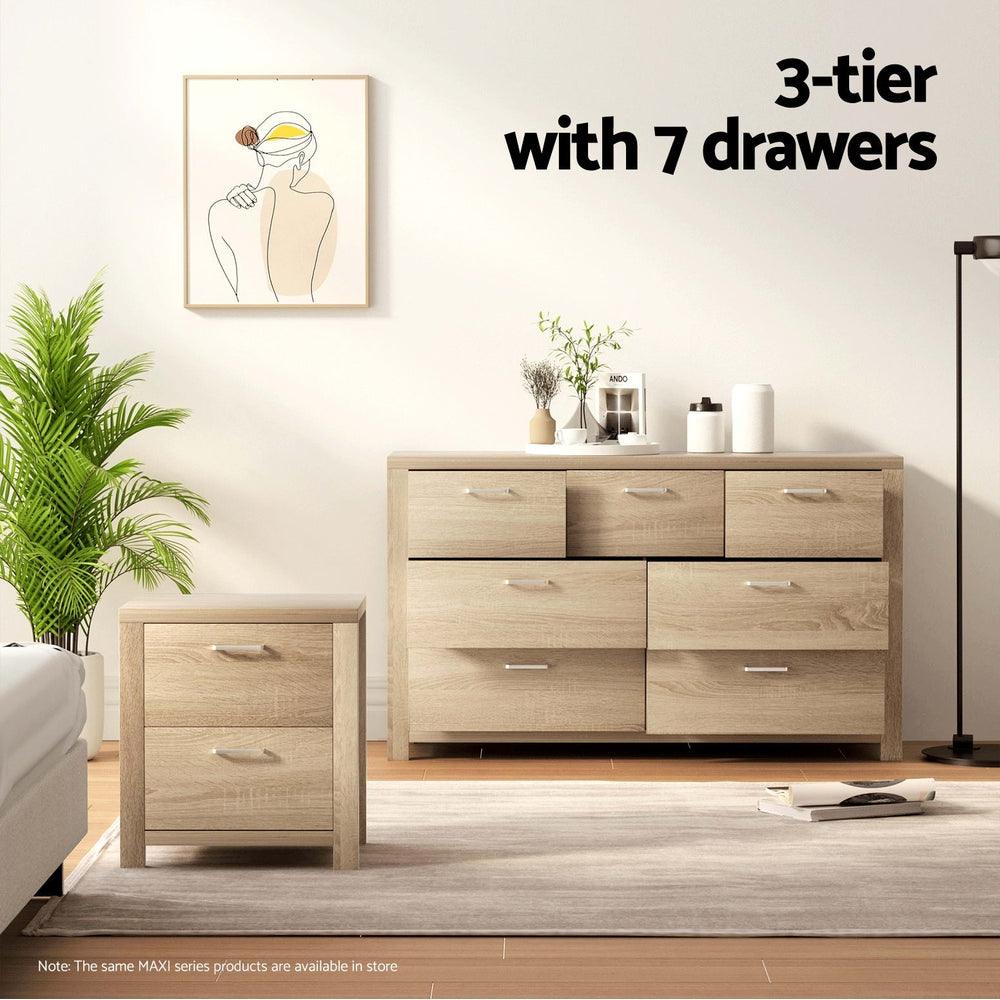 Buy Artiss 7 Chest of Drawers - MAXI Pine discounted | Products On Sale Australia