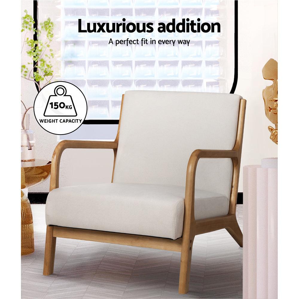 Buy Artiss Armchair Fabric Beige Olive discounted | Products On Sale Australia