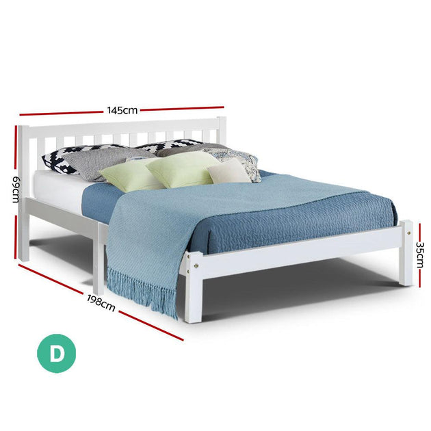 Artiss Bed Frame Double Size Wooden White SOFIE Products On Sale Australia | Furniture > Bedroom Category