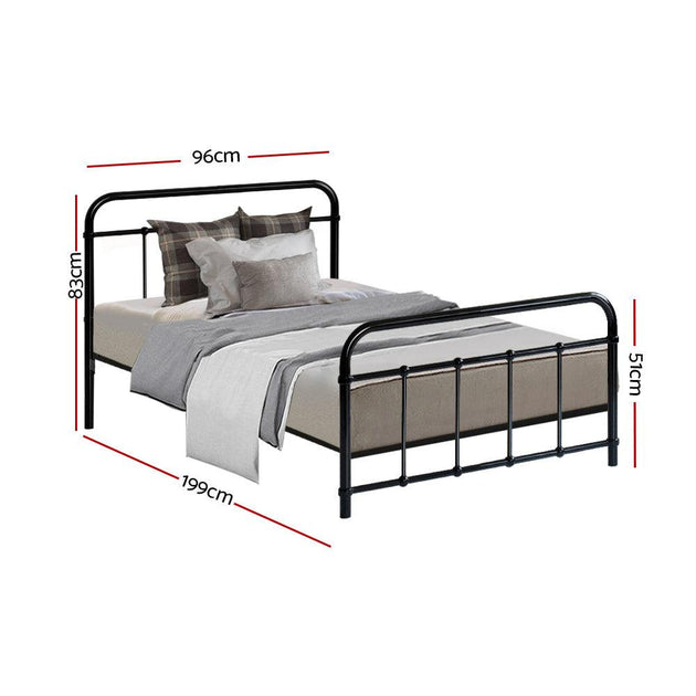 Buy Artiss Bed Frame Metal Frames LEO - Single (Black) discounted | Products On Sale Australia