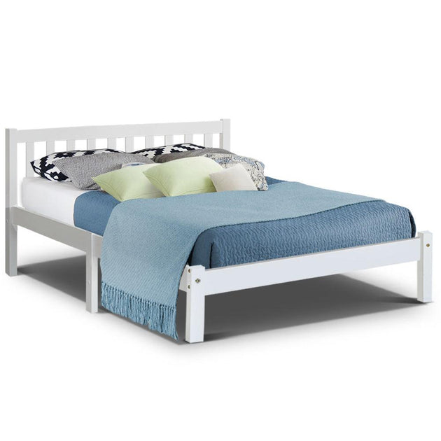 Artiss Bed Frame Queen Size Wooden White SOFIE Products On Sale Australia | Furniture > Bedroom Category