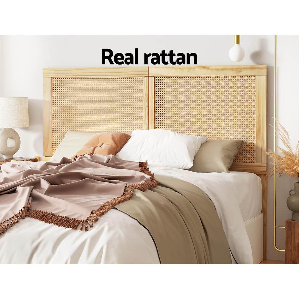 Buy Artiss Bed Head Headboard Double Rattan - RIBO Pine discounted | Products On Sale Australia