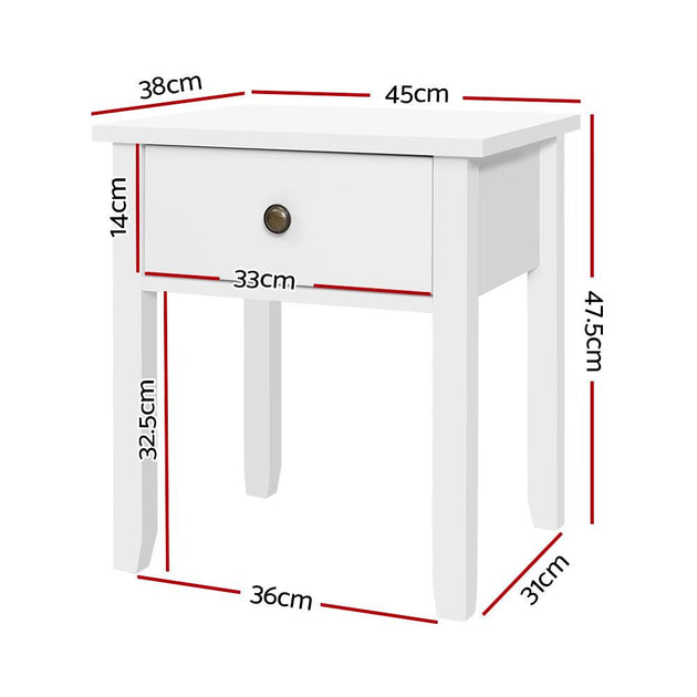Artiss Bedside Table 1 Drawer - BOW White Products On Sale Australia | Furniture > Bedroom Category