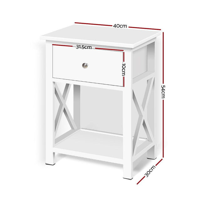 Buy Artiss Bedside Table 1 Drawer with Shelf - EMMA White discounted | Products On Sale Australia