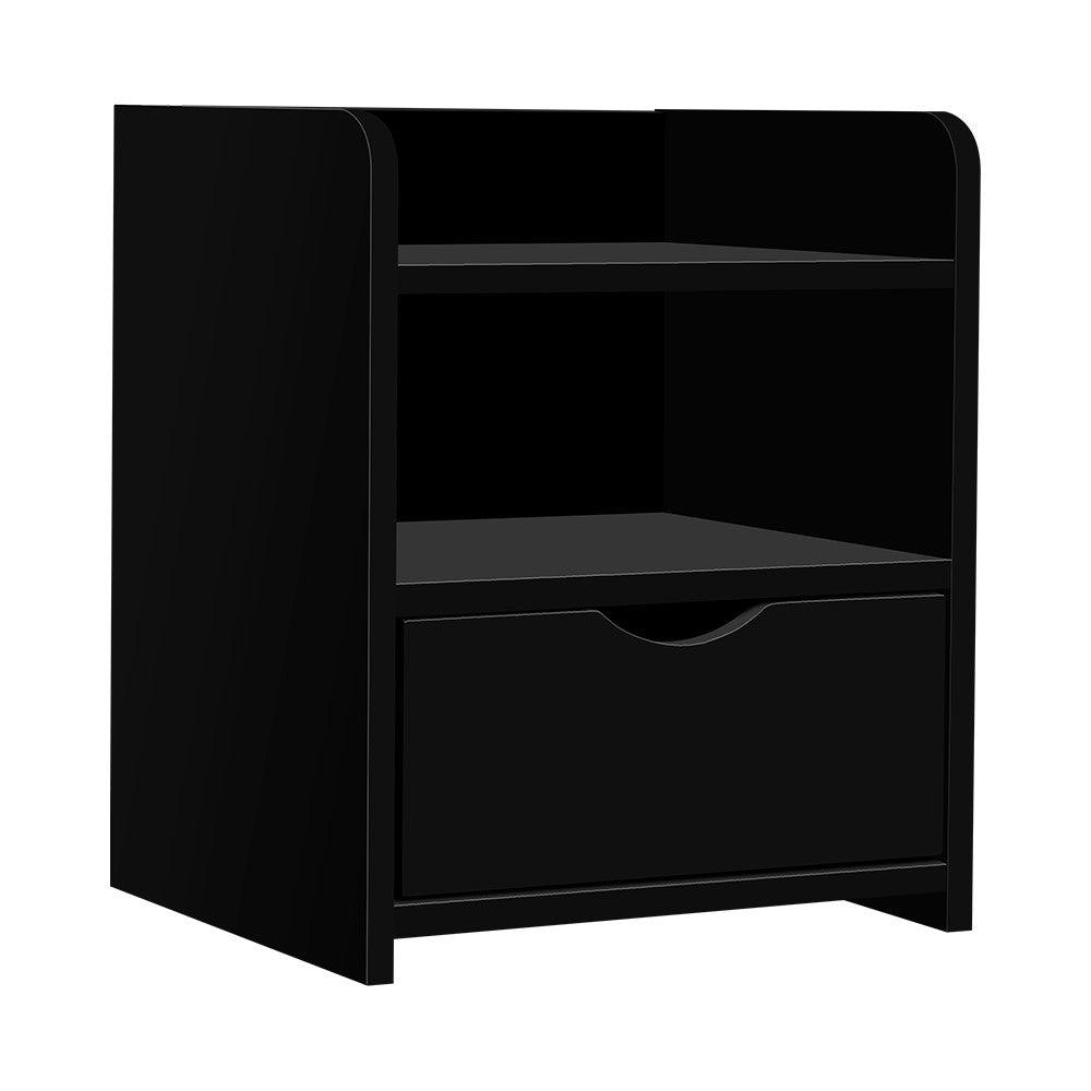 Artiss Bedside Table 1 Drawer with Shelf - FARA Black Products On Sale Australia | Furniture > Bedroom Category
