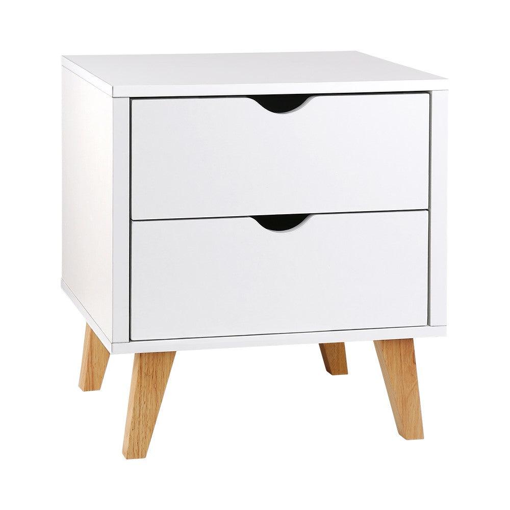 Buy Artiss Bedside Table 2 Drawers - ANDERS White discounted | Products On Sale Australia