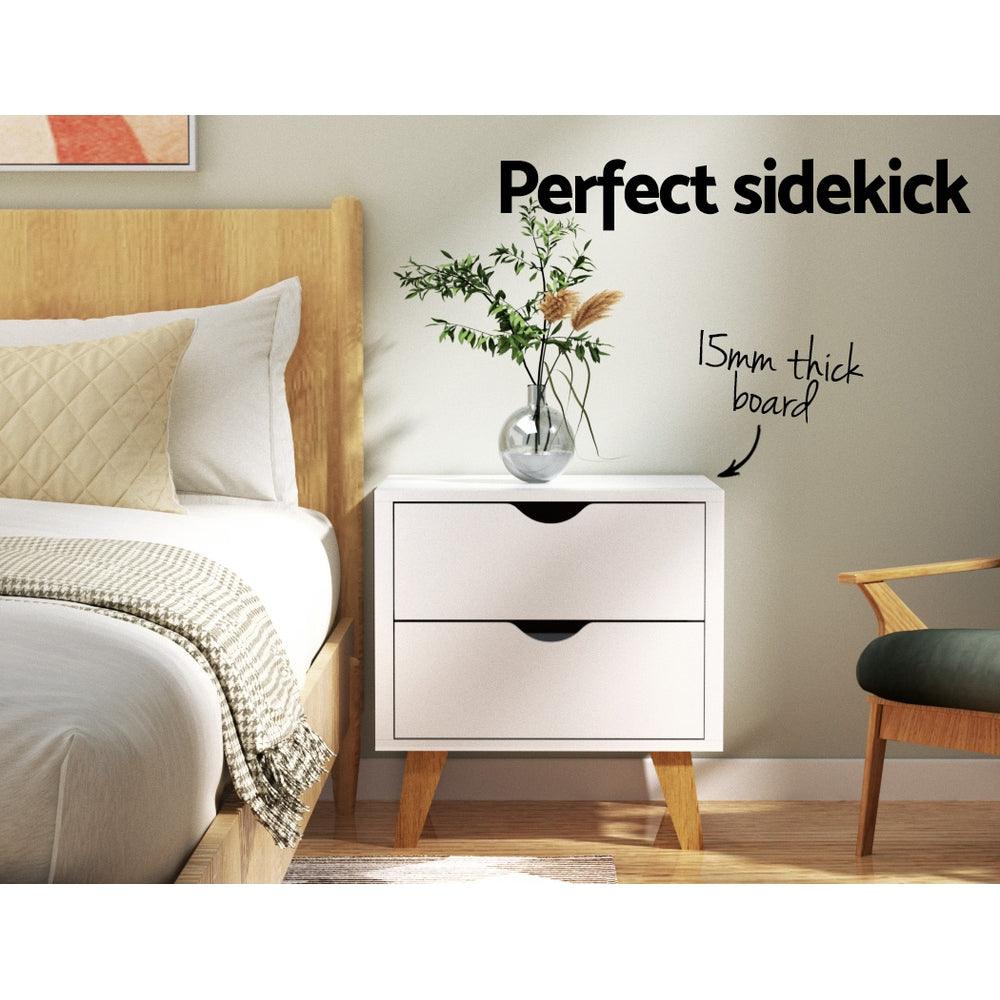 Buy Artiss Bedside Table 2 Drawers - ANDERS White discounted | Products On Sale Australia