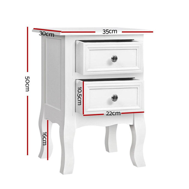 Artiss Bedside Table 2 Drawers - BISSET White Products On Sale Australia | Furniture > Bedroom Category