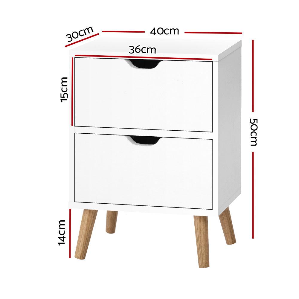 Buy Artiss Bedside Table 2 Drawers - BODEN White discounted | Products On Sale Australia