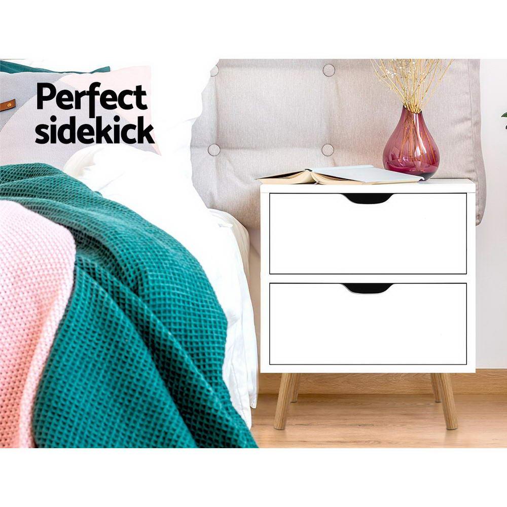 Buy Artiss Bedside Table 2 Drawers - BODEN White discounted | Products On Sale Australia